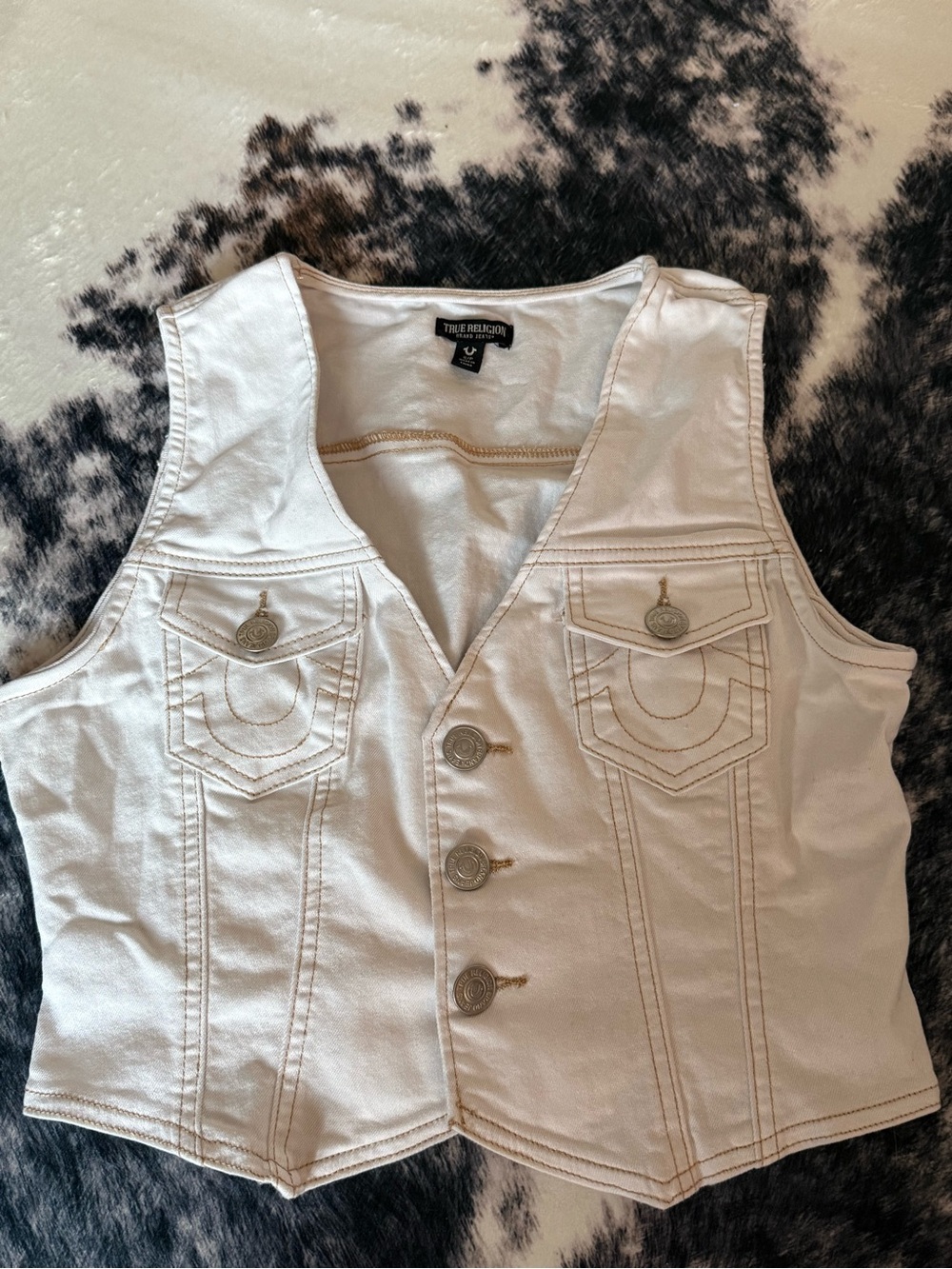 Y2K True Religion Denim Crop Vest